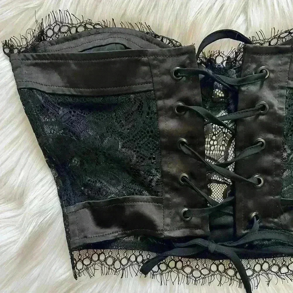 Nasty Gal Express Yourself Corset Top Black Size 4 - Picture 8 of 9